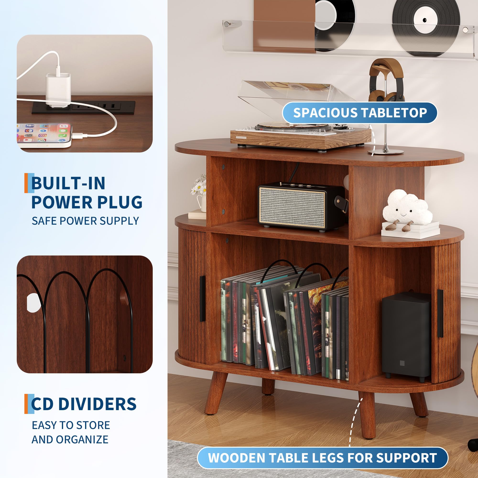 Meuble robuste pour platine et disques vinyles