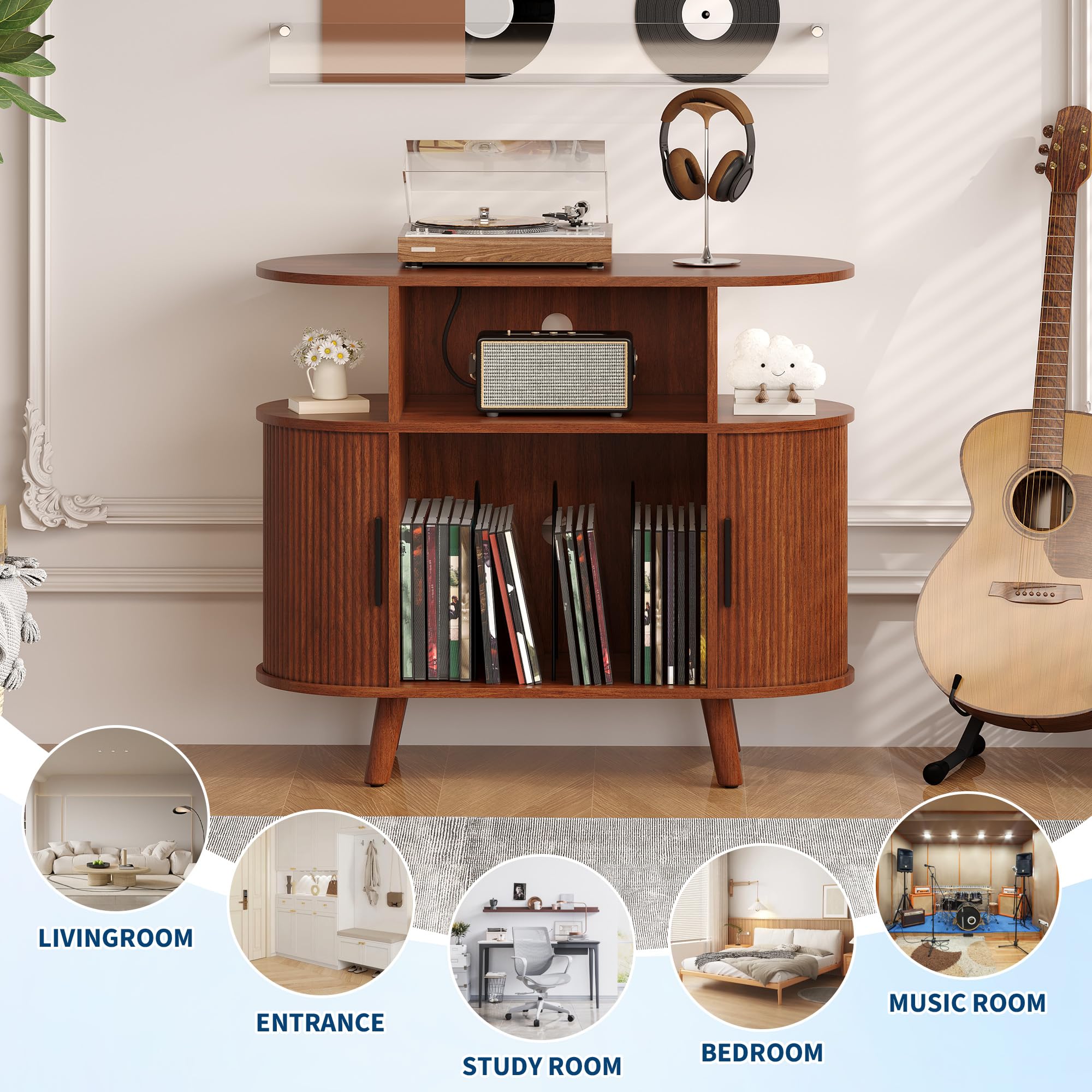 Meuble vinyle style rétro moderne